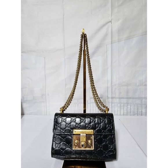 Authentic Gucci Guccissima Leather Small Padlock Shoulder Bag Black - Picture 15 of 16